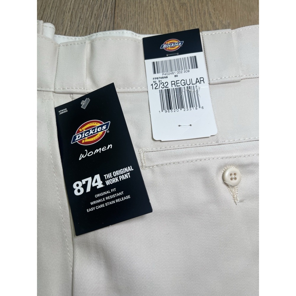 Dickies Women's Original Fit Pants 874 12/32 Regular Cream New